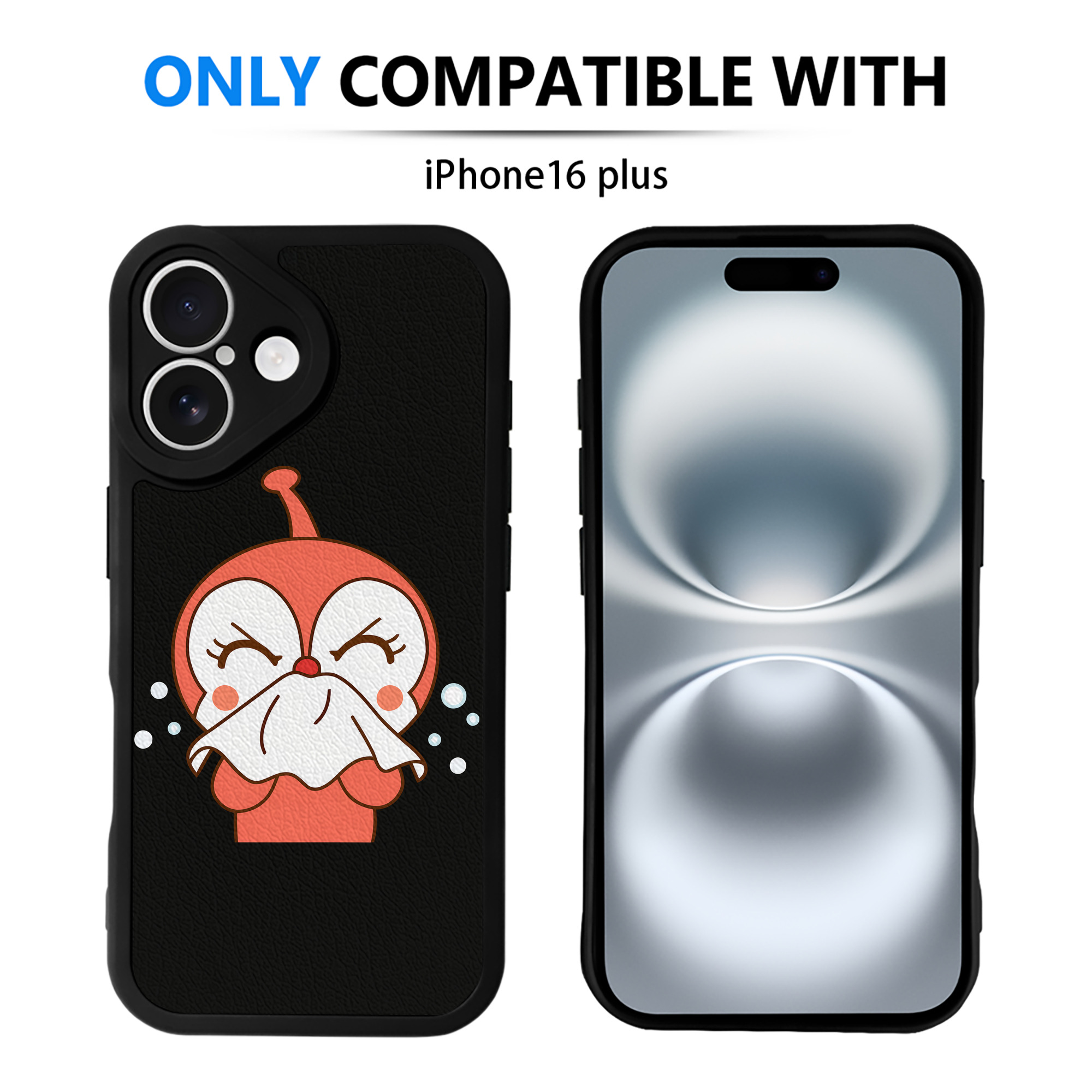 （画像用） アンパンマン Anpanman 【iPhone 16シリーズ対応】シリコンスマホケース（レザー調） 材質：シリコン